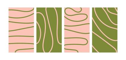 Set of Abstract Wavy Textured Social Media Backgrounds vector