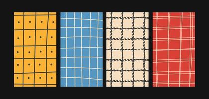Set of Abstract Grid Patterns in Bold Colors vector