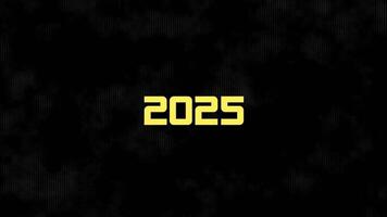 amarillo sencillo inscripción de el cambiando año desde 2024 a 2025. todas en un negro reluciente antecedentes video