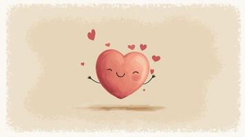 smiling animated heart floating above ground with small hearts around video