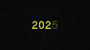 amarillo sencillo inscripción de el cambiando año desde 2024 a 2025. todas en un negro reluciente antecedentes video