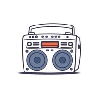 Hand Drawn Vintage Radio with Speakers and Handle Art vector