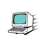 Retro Computer Illustration with Motion Lines - Vintage Technology Art vector