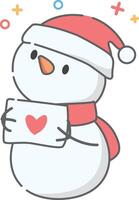 A snowman holding a letter with a heart vector