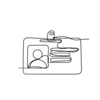 continuous line drawing employee id card vector