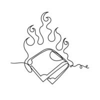 a drawing of a money with fire coming out of it vector