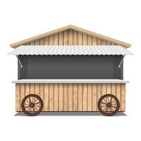 Whitewashed wooden street shop cart mock up isolated graphic illustration have blank space for place the products presentation on countertop. Small business and street food concept. vector