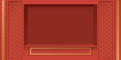 Window display Chinese style decoration graphic illustration have blank space for place products presentation. vector