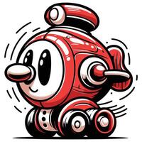 Adorable Cartoon Red Toy Robot Illustration with Playful Design vector