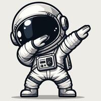 Cute Cartoon Astronaut Doing a Dab Dance in a Fun and Playful Pose vector