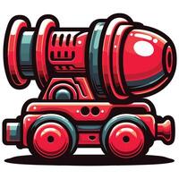 Toy Cannon Illustration Cartoon Style Red Toy Vehicle Retro Kids Toy Design vector