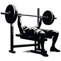 Silhouette of a Muscular Person Performing a Bench Press with Barbell for Fitness and Gym Concepts vector