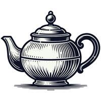 Elegant Vintage Teapot Illustration in Monochrome Style vector