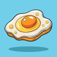 Humorous Cartoon Illustration of a Fried Egg Floating in Midair vector