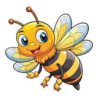 Cheerful Cartoon Bee Icon with Wings in Motion vector