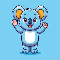 Cartoon Illustration of a Cute Koala Waving its Hand vector