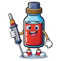 Cartoon of Medical Liquid in Bottle with Pipette in Flat Design vector