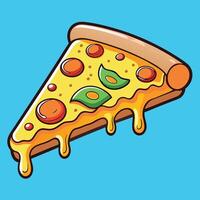 Cartoon Pizza Icon Cheesy Melted Goodness with a Fun Twist vector