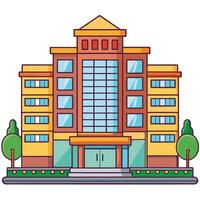 Cartoon Illustration of a Hotel Building with Oblique Perspective vector