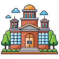 Cartoon Illustration of a Town City Building with Tall Structures vector