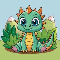 Adorable Cartoon Icon of a Dragon in a Sitting Posture vector