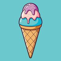 Cartoon Illustration of a Delicious Ice Cream Cone with a Cherry on Top vector