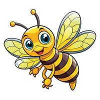 Adorable Flying Bee Cartoon Character with Cheerful Expression vector
