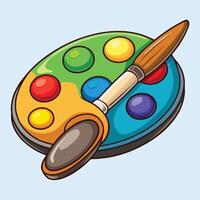 Vibrant Paint Brush and Palette with Colorful Cartoon Icons vector