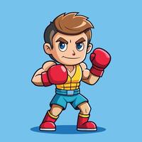 Cute Cartoon Character Boxing Icon in a Playful Pose vector