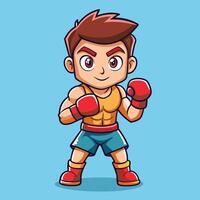 Adorable Cartoon Icon of a Boxing Man with a Cute Expression vector