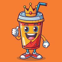 Cartoon Icon of a Juice Drink with Crown and Bubbles vector