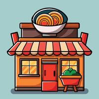 Illustrative Icon of a Cartoon Ramen Noodle Shop Building on a White Background for Your Design Projects 6 vector