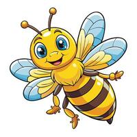 Cartoon Illustration of a Happy Flying Bee with Wings Spread vector