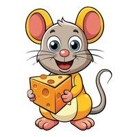 Adorable Mouse Savoring Cheese within Quaint Cardboard Cartoon vector