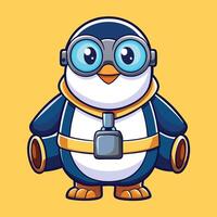 Adorably Curious Penguin with Binoculars Icon vector