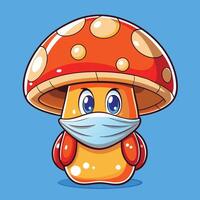 Adorable Masked Mushroom Cartoon Graphic Icon vector
