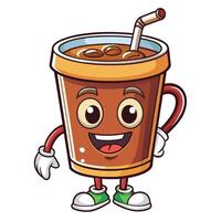 Cartoon Illustration of a Floating Coffee Cup with a Steam Trail vector
