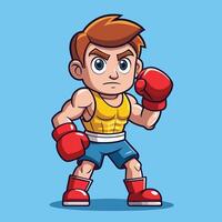 Adorable Cartoon Illustration of a Boxing Man with Cute Expression and Body Language vector