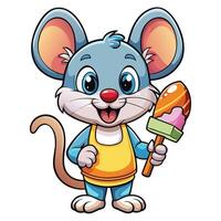 Adorable Mouse Munching on a Refreshing Popsicle on a Hot Summer Day vector