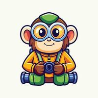 Cartoon Monkey with Binoculars Logo Icon vector