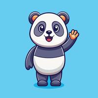 Adorable Cartoon Illustration of a Waving Panda Bear with a Friendly Expression vector