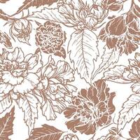 Floral seamless pattern in the 2025 color of the year Mocha Mousse. Hand drawn background with silhouette flower and brown tone. Perfect for creating graphic resource and stylish designs. vector