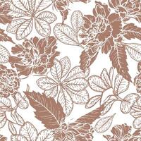Floral seamless pattern in the 2025 color of a year Mocha Mousse. Hand drawn background with silhouette flower and brown tone. Perfect for creating trendy graphic resource and stylish designs. vector