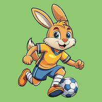 Animated Icon of a Cheerful Rabbit Playing Soccer vector