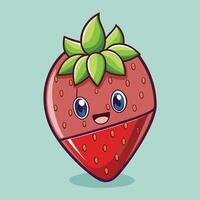 Cute and Whimsical Cartoon Strawberry Drizzled in Scrumptious Chocolate vector