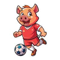 Playful Pig Participating in Soccer Match Illustrated in Format vector