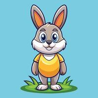 Adorable Standing Rabbit Cartoon Icon Illustration vector