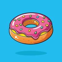 Cartoon Illustration of a Floating Donut with Icing and Sprinkles vector