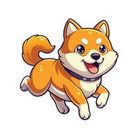 Animated Illustration of a Cheerful Shiba Inu Running vector