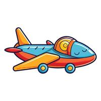 Adorable Airplane Cartoon Character Sleeping Soundly on a Cloud vector